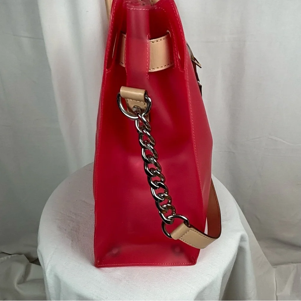 Michael Kors Candy Red PVC Tote Handbag‎ 13” x 12” - 10” Shoulder Strap
